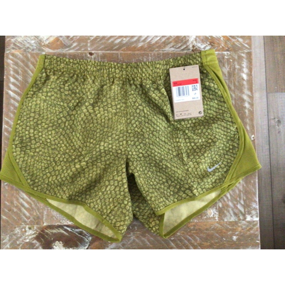 Nike Girls' Alligator Print Tempo Running Shorts Green Size L FB1078